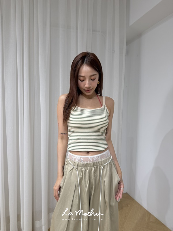 細肩U領條紋背心